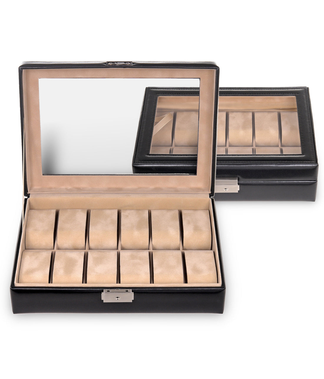 Watch case for 12 watches new classic / black (leather)