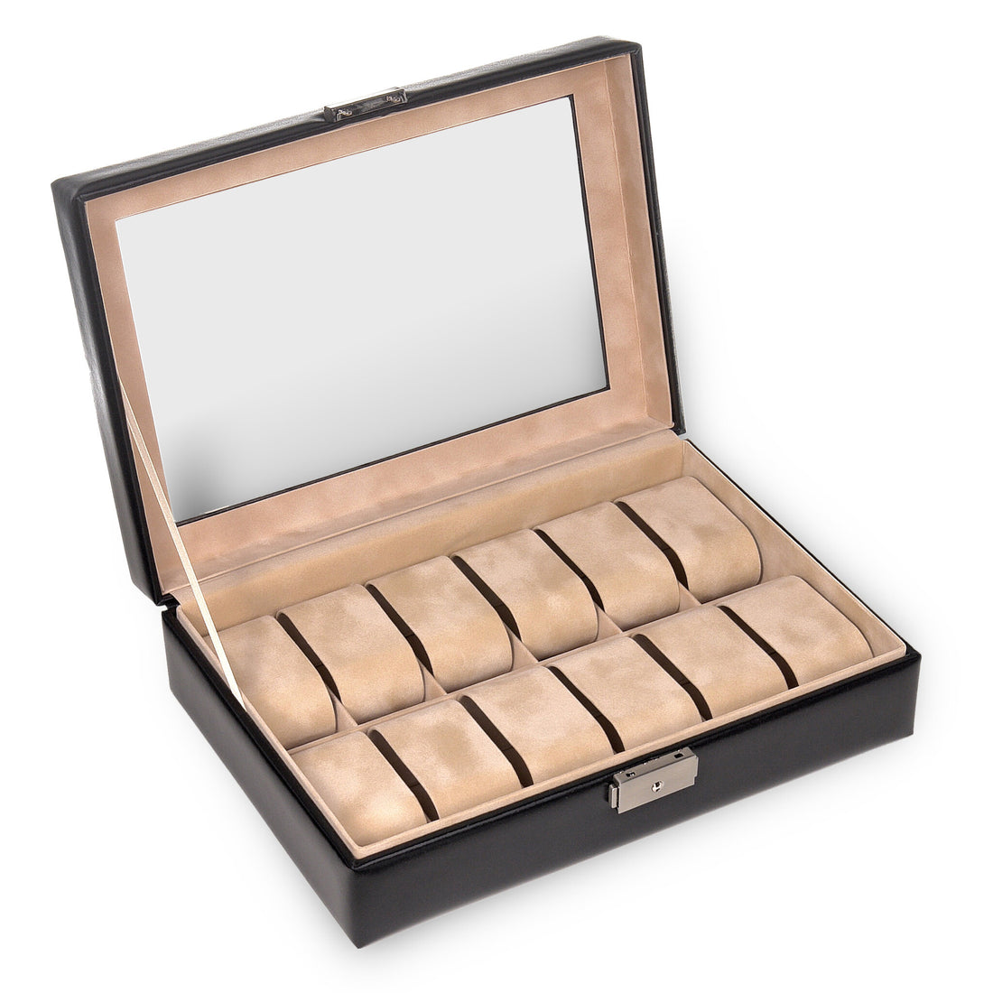 Watch case for 12 watches new classic / black (leather)