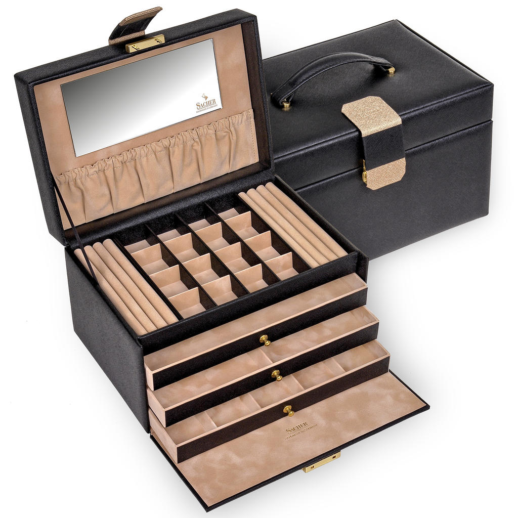 Schmuckkasten Lena saffiano / schwarz