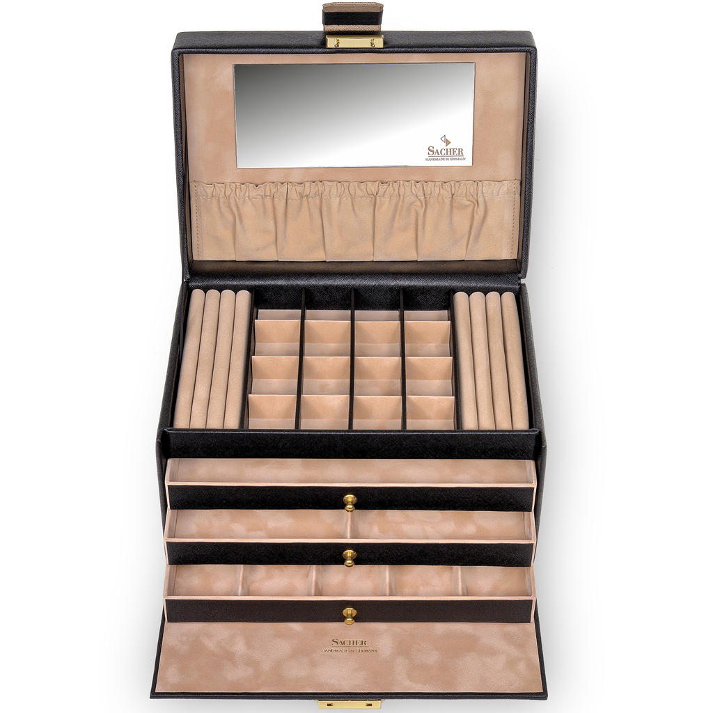 Schmuckkasten Lena saffiano / schwarz