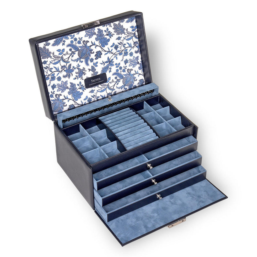 jewellery case Jasmin florage / navy (leather)