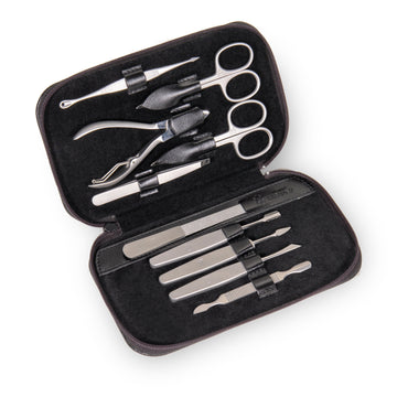 10 pcs. manicure set Manikürenset / black (leather)